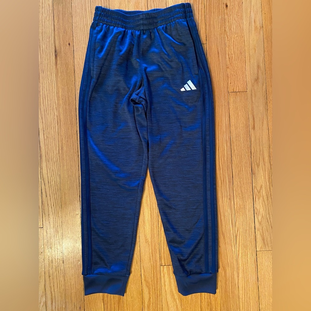 Adidas Kids Navy Fleece Lined Joggers. Size Medium 10/12